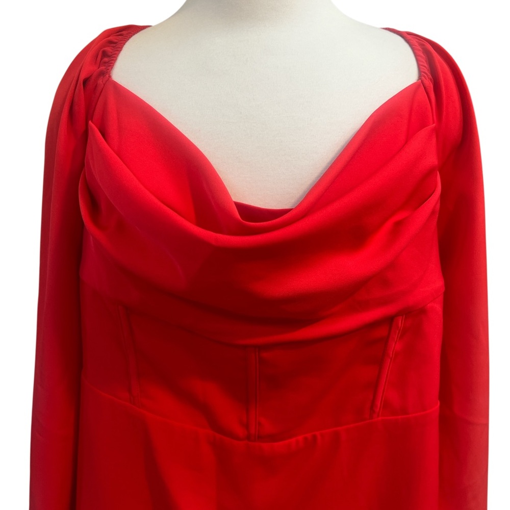 Princess Polly Lillie Mini Dress Womens 16 Red Long Sleeve Cowl Neck‎ Corset - Picture 4 of 9